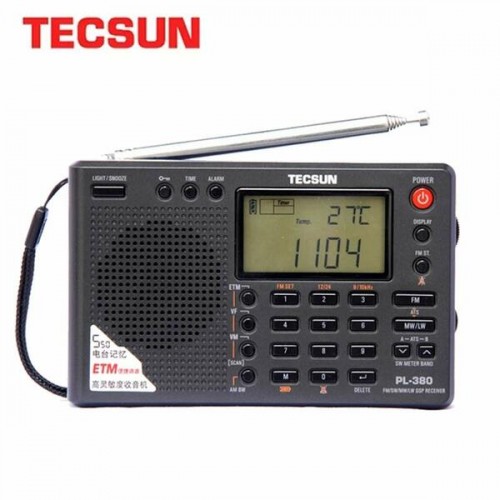 Tecsun PL-380 Портативный всеволновый приемник Tecsun PL-380​ с диапазонами FM, ДВ, КВ, СВ, УКВ, всеволновый, расширенный FM (УКВ+FM)