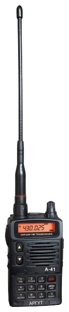 Аргут А41  Портативная двухдиапазонная радиостанция VHF/UHF, 199 каналов, мощность 1Вт, ударопрочная, встроенный приёмник FM-радио, поставляется в комплекте с аккумулятором 2300 мАч (Li-Ion)
