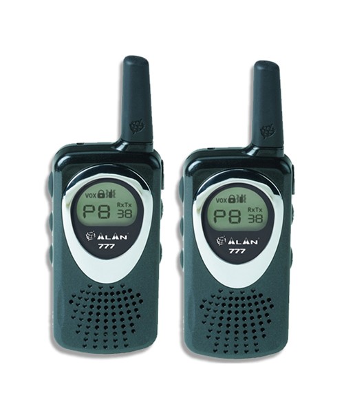 Alan 777  Портативные радиостанция стандартов PMR 446 и LPD, частота 446.00625 - 446.09375 МГц (PMR); 433,075 - 434,775 МГц (LPD) МГц, 8 (PMR), 69 (LPD) каналов. В комплекте 2 радиостанции в блистере.