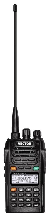 VECTOR VT-80SТ VECTOR VT-80SТ VHF/UHF, мощность передатчика 5 Вт, Li-Ion-аккумулятор, каналов 128, кодирование CTCSS, DCS, DTMF